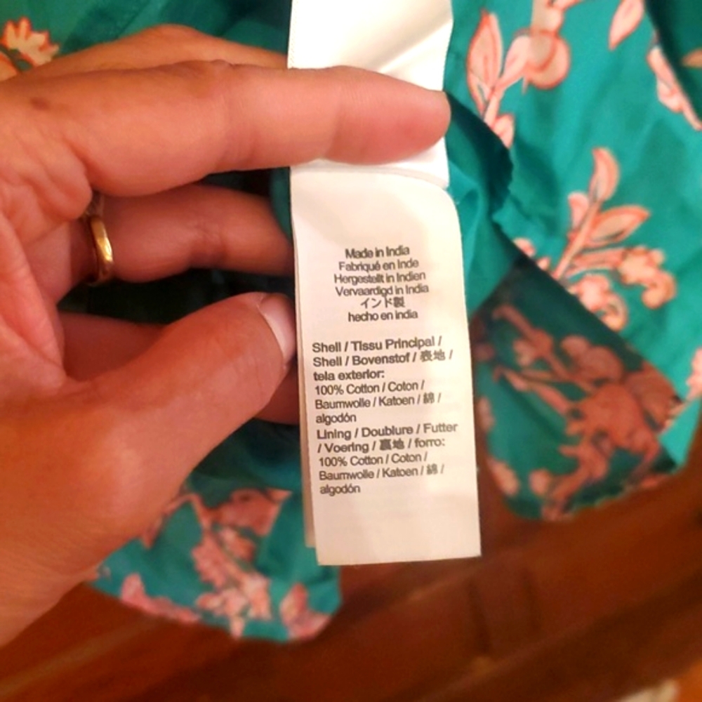 J CREW SIZE XL Floral Teal and Pink Women's Dress - Picture 8 of 15